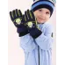 Перчатки зимние детские для мальчика, темно-синий, салатовый, 13-14 см, Поляярик