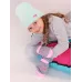 Варежки зимние детские, серый, розовый, 13-14 см, Поляярик