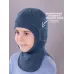 Шапка шлем зимняя для мальчика, синий, 46-48, Поляярик
