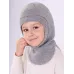 Шапка шлем зимняя для мальчика, серый, 46-48, Поляярик