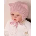 Шапка для девочки c завязками, пудровый, 42-44, Поляярик