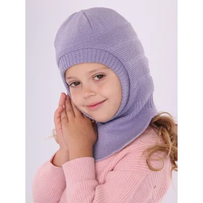 Шапка шлем зимняя для девочки, лавандовый, 46-48, Поляярик