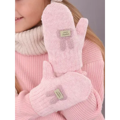 Варежки зимние для девочки, светло-розовый, розовый меланж, 2-3 года, Поляярик