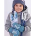 Варежки зимние детские, серо-синий, 13-14 см, Поляярик