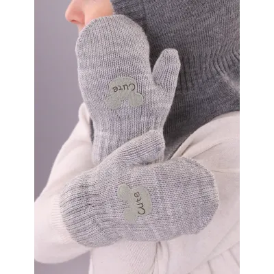 Варежки для мальчика, серый меланж, 5-6 лет, Поляярик