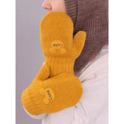 Варежки для мальчика, горчичный, 5-6 лет, Поляярик