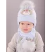 Шапка вязаная с шарфом, голубой, 46-48, Поляярик