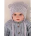 Шапочка вязаная на завязках демисезонная, серый, 42-44, Поляярик