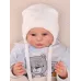 Шапочка вязаная на завязках демисезонная, белый, 42-44, Поляярик