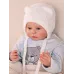 Шапочка вязаная на завязках демисезонная, белый, 42-44, Поляярик