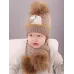 Шапка вязаная с шарфом, темно-бежевый, 46-48, Поляярик