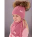 Шапка с шарфом зимняя, темно-розовый, 48-50, Поляярик