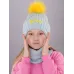Шапка теплая и снуд вязаный двойной, мятный, 54-56, Поляярик