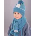 Шапка демисезонная с хлопковым подкладом и шарфом, бирюзовый, 48-50, Поляярик