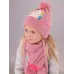 Шапка демисезонная с хлопковым подкладом и шарфом, темно-розовый, 48-50, Поляярик