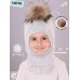 Шапка шлем зимняя с помпоном для мальчика, серый меланж, светло-серый меланж, 48-50, Поляярик