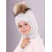 Шапка шлем зимняя с помпоном для мальчика, серый меланж, светло-серый меланж, 48-50, Поляярик