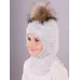 Шапка шлем зимняя с помпоном для мальчика, серый меланж, светло-серый меланж, 48-50, Поляярик