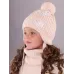 Шапка зимняя со снудом для девочки, светло-бежевый, 50-52, Поляярик