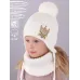Шапка зимняя на завязках со снудом, молочный, 52-54, Поляярик
