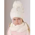 Шапка зимняя со снудом для девочки, молочный, 50-52, Поляярик