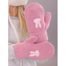 Варежки зимние для девочки, розовый, 3-4 года, Поляярик