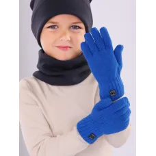 Перчатки детские для мальчика, ярко-синий, 5-6 лет, Поляярик