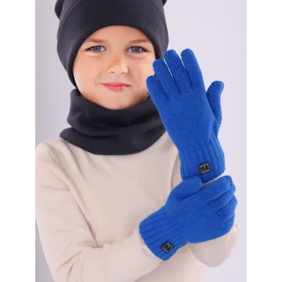 Перчатки детские для мальчика, ярко-синий, 5-6 лет, Поляярик