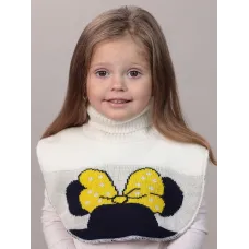 Манишка вязаная с хлопковым подкладом, молочный, желтый, 3-7 лет, Поляярик